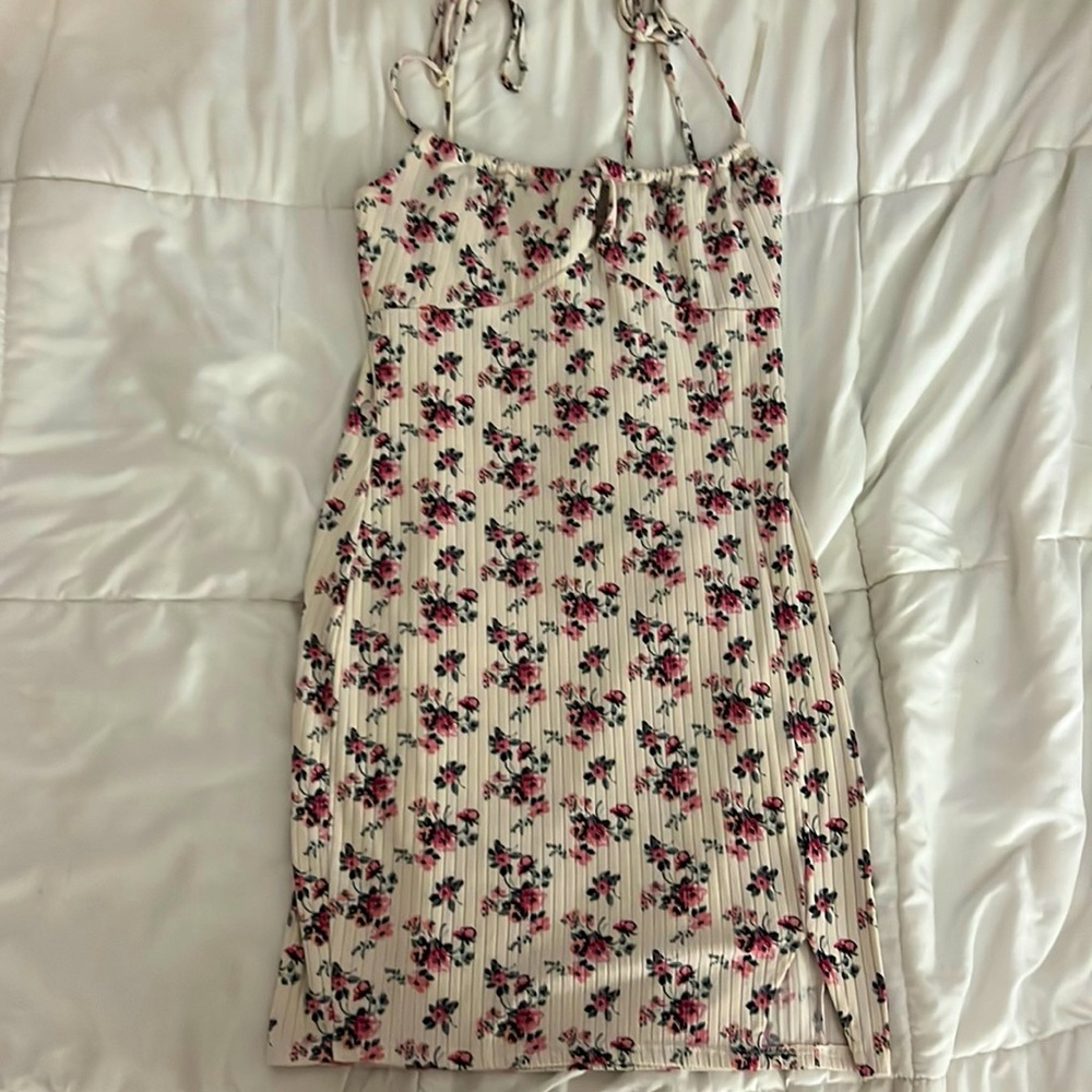 Soft floral tie strap dress